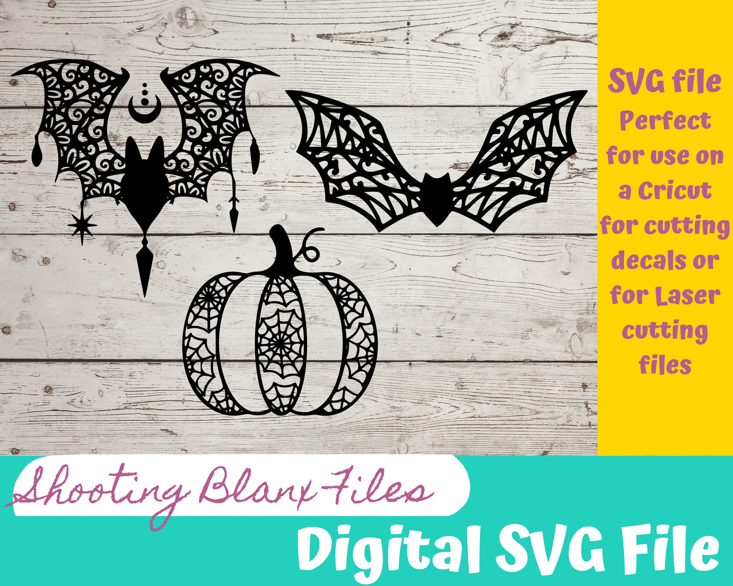 Horror Bats and Pumpkin SVG file for Cricut - laser Glowforge, Scary, Halloween, Minimalistic, Halloween,  Spooky, Line art