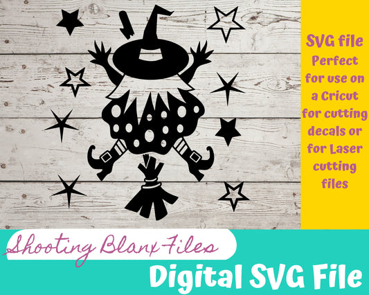 Crash Witch  SVG Bundle file perfect for Cricut, Cameo, or Silhouette also for laser engraving Glowforge, Scary, Halloween, funny