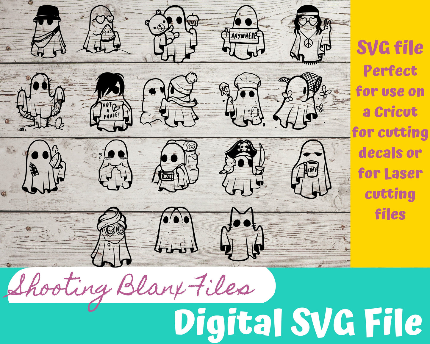 Ghost Personalities Bundle SVG file for Cricut and laser engraving Glowforge, Scary, Halloween, Minimalistic, Halloween, Horror