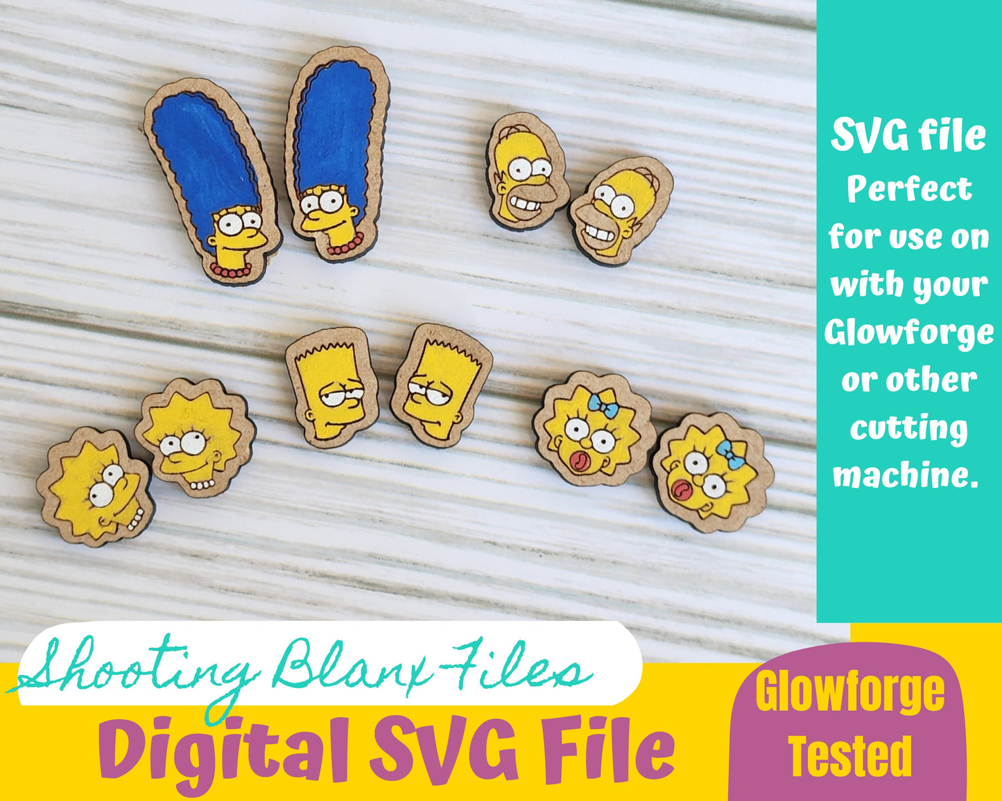 Cartoon Family Earrings SVG Bundle / clown/ Bart/ Homer/ Funny/ TV series Stud earrings/ Laser file/ Digital file/ Glowforge