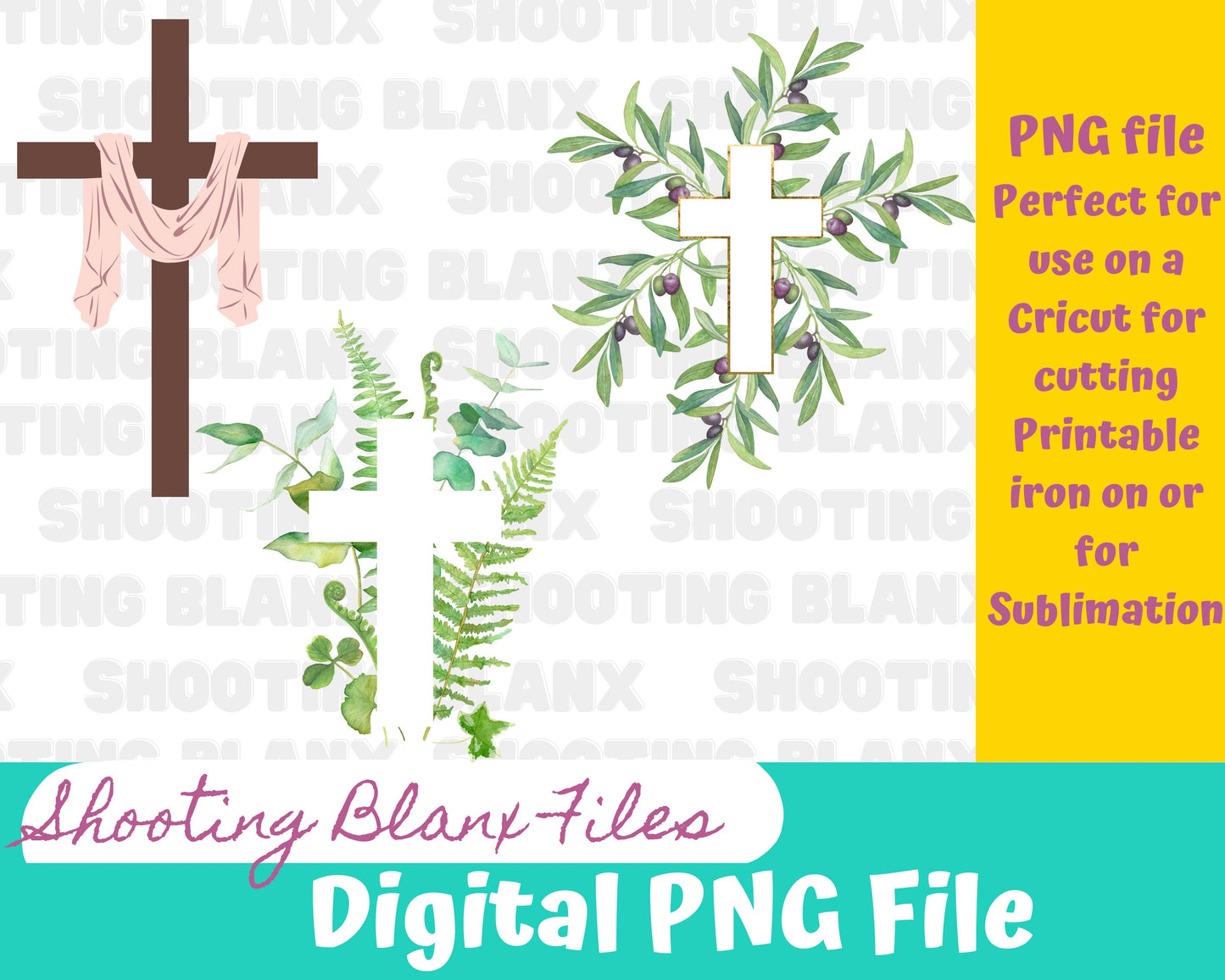 Cross PNG files for sublimation or for creating printable art, shirt art, sticker png, God, Church