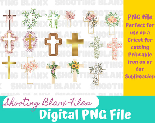 Cross PNG files for sublimation or for creating printable art, shirt art, sticker png, God, Church