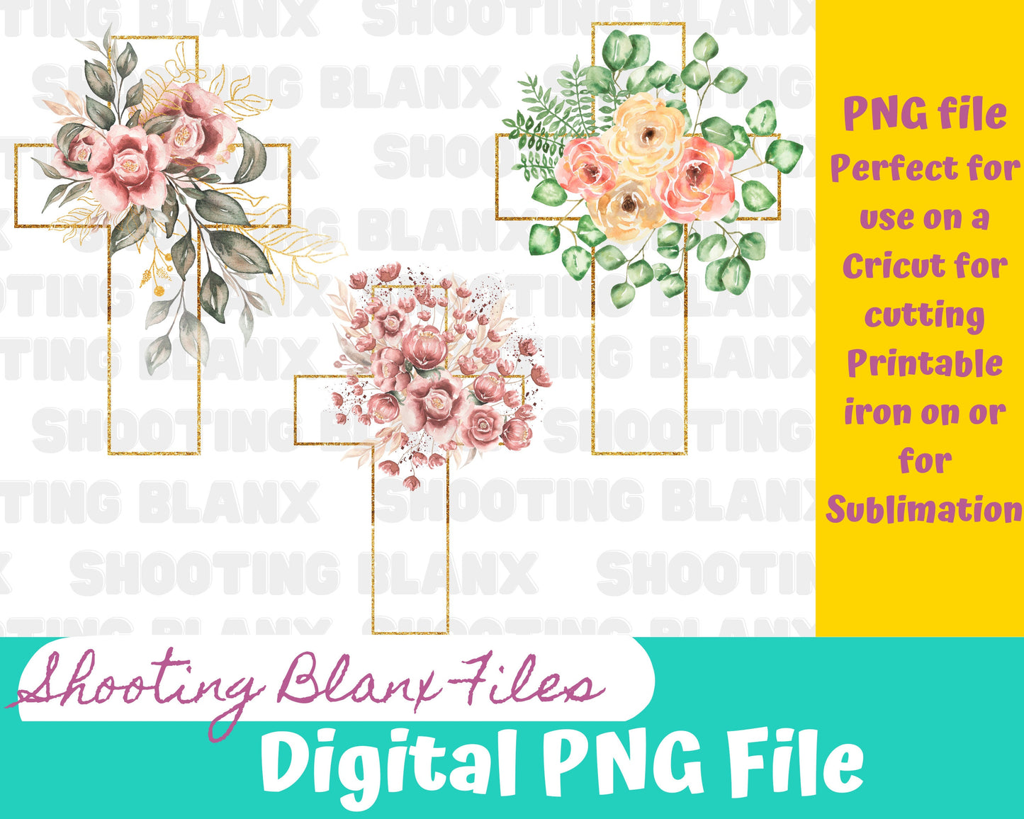 Cross PNG files for sublimation or for creating printable art, shirt art, sticker png, God, Church