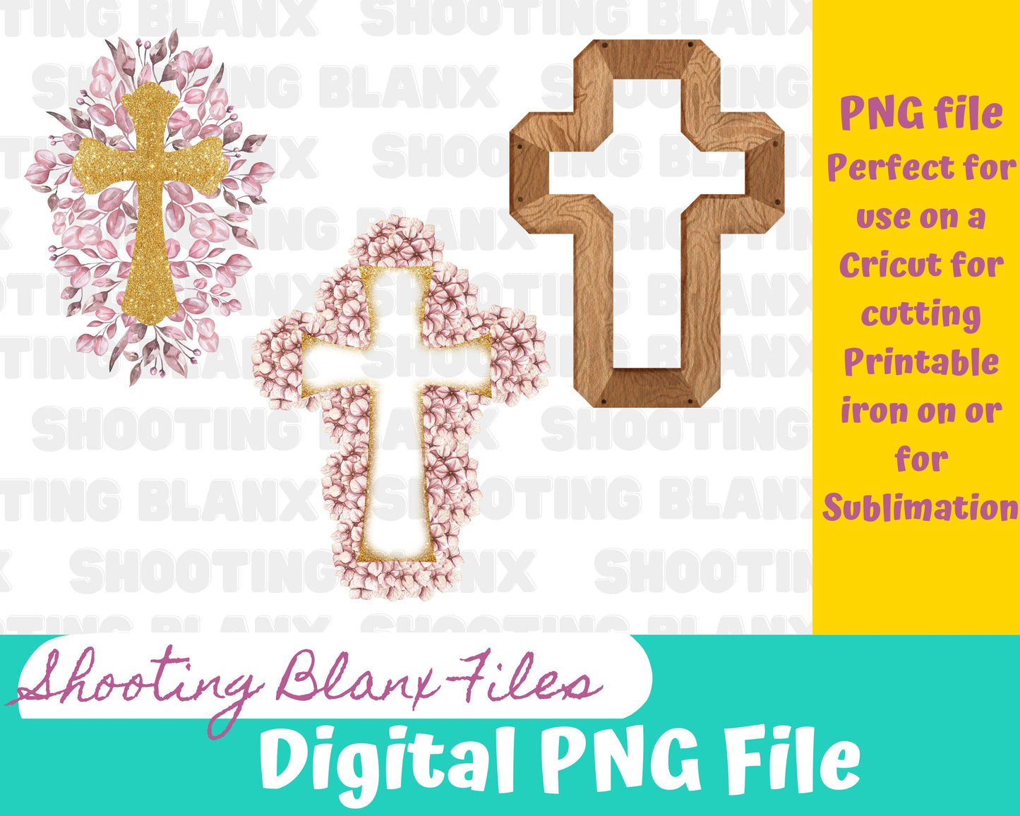 Cross PNG files for sublimation or for creating printable art, shirt art, sticker png, God, Church