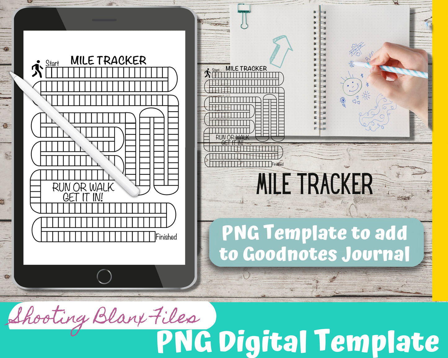 Mile Tracker / Running Tracker / Weight loss / Bujo / Journal / Digital template / Journal Page layout