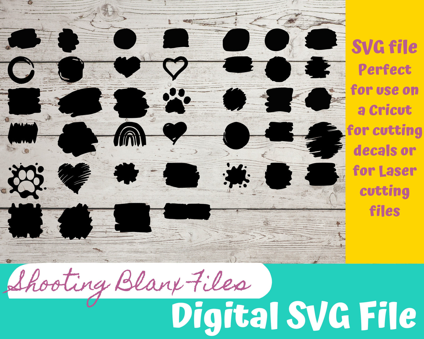 Brush Stroke bundle SVG files perfect for Cricut, Cameo, or Silhouette also for laser engraving Glowforge, Keychain,