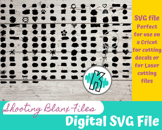 Brush Stroke bundle SVG files perfect for Cricut, Cameo, or Silhouette also for laser engraving Glowforge, Keychain,