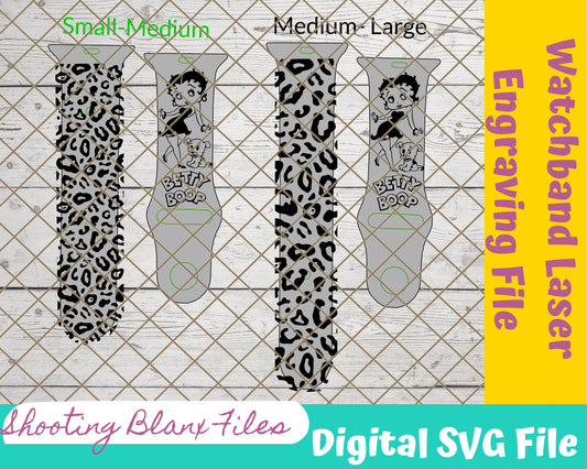 Betty Boop Watch band, Cartoon, 80's Watchband File, SVG, watch Band Design, Laser Engraved, Laser Ready File, Glowforge Ready