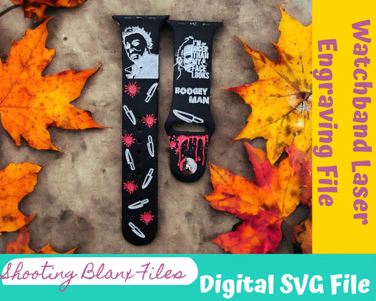 Halloween Michael Myers Watch band, SVG Digital File for Watch bands, laser file, Glowforge file, engraving file, Scary Movie