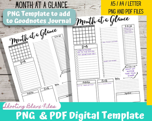 Month at a Glance, Monthly Planner, Monthly Goals, 2023 Calendar, Happy planner, Monthly Overview, Monthly Tracker,Journal