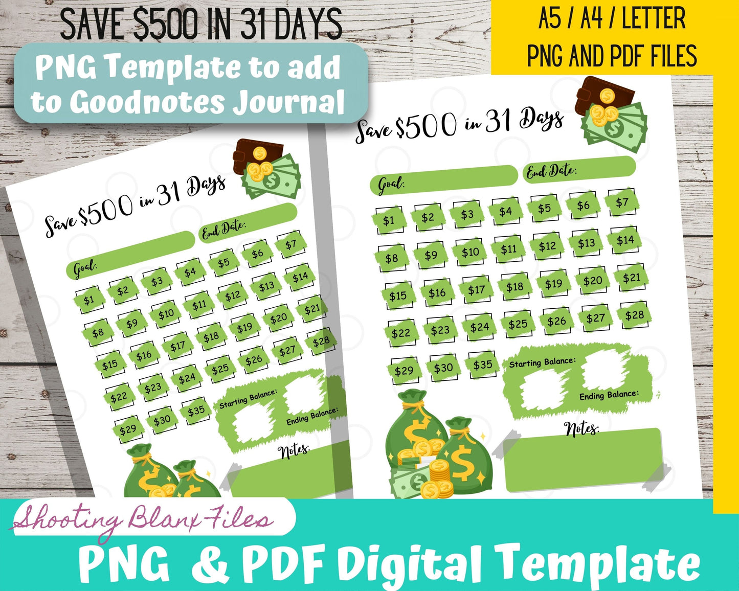 Savings Challenge, Money Journal, Money Challenge, Save 500 in 30 Days,  Savings Tracker, Savings Planner, Saving Fund, Log, Saving Tracker