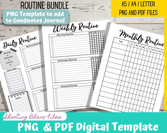 Routine Bundle planner, Daily Routine, Monthly Routine, Weekly Routine, Daily Checklist, Agenda Planner, Month calendar, Daily bujo insert