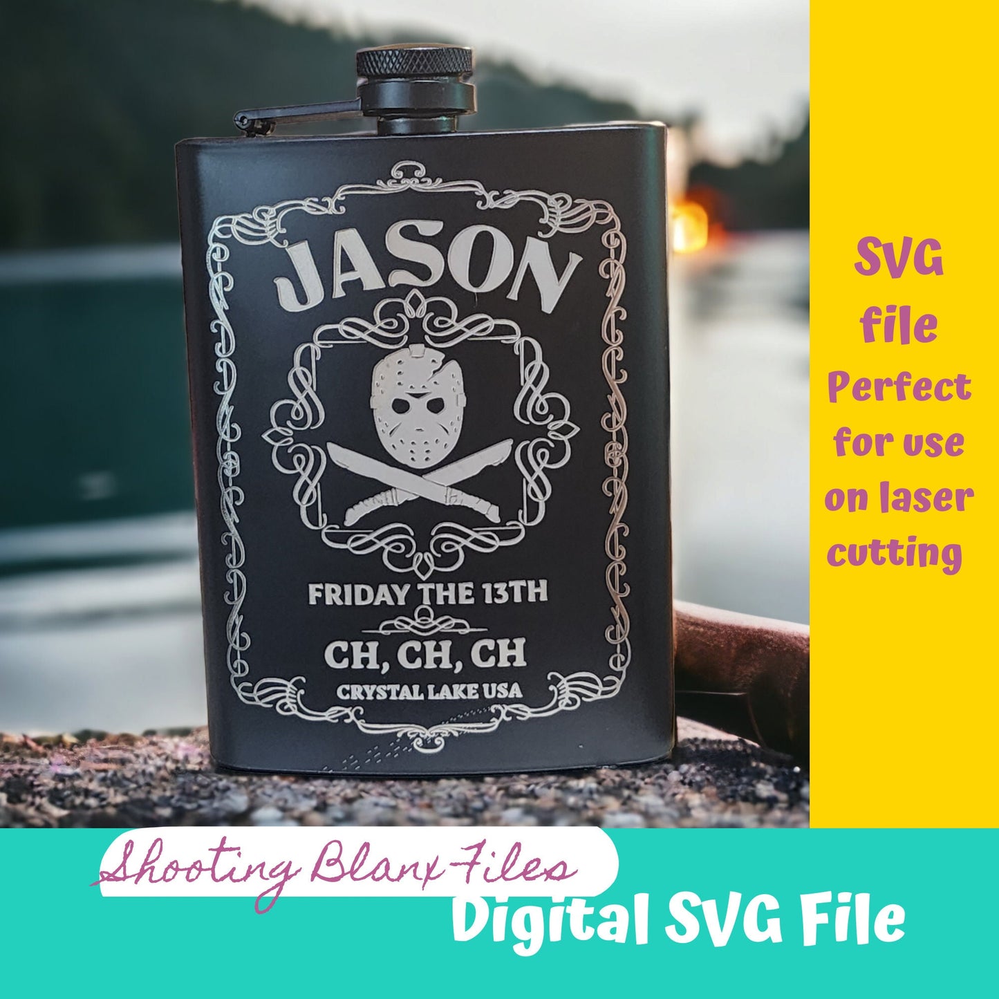 Horror Whiskey Flask Labels  SVG Files | Halloween whisky | Glowforge Halloween Cut File | Digital File, Jason