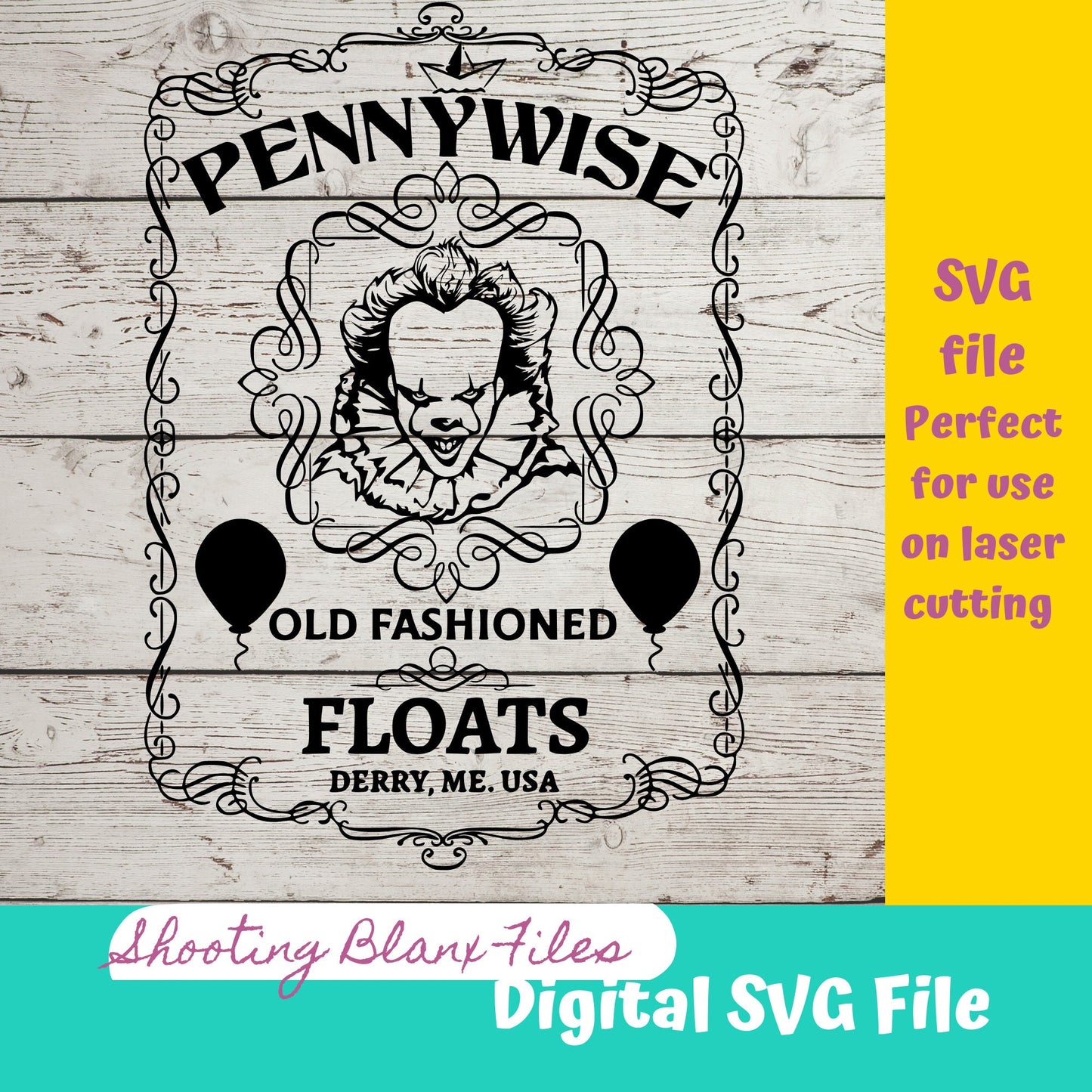 Horror Whiskey Flask Labels  SVG Files | Halloween whisky | Glowforge Halloween Cut File | Digital File, Pennywise, It