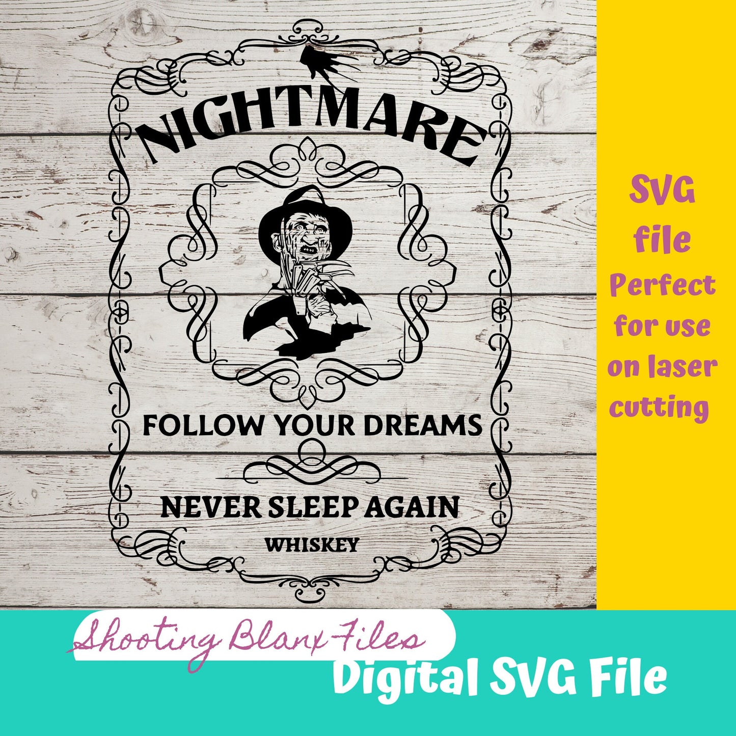 Horror Whiskey Flask Labels  SVG Files | Halloween whisky | Glowforge Halloween Cut File | Digital File, Freddy Kruger