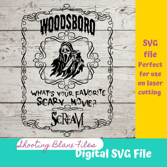 Horror Whiskey Flask Labels  SVG Files | Halloween whisky | Glowforge Halloween Cut File | Digital File, , Scary Movie