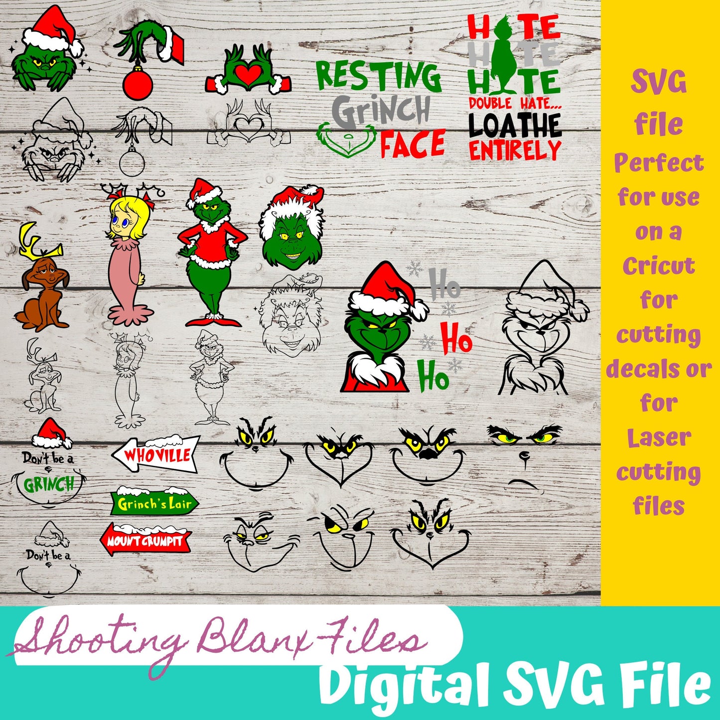 Grinch Christmas SVG Files | Holiday SVG | Glowforge Grinchmas Cut File | Digital File, Cindy Lou