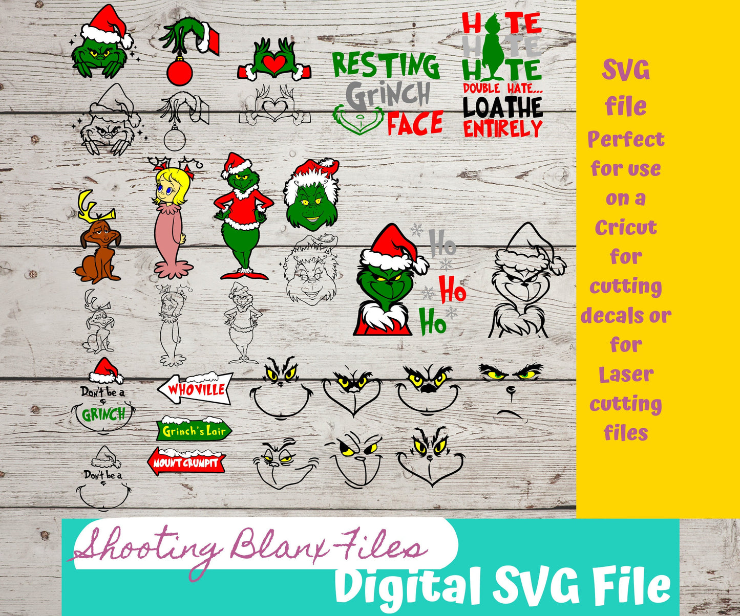Grinch Christmas SVG Files | Holiday SVG | Glowforge Grinchmas Cut File | Digital File, Cindy Lou